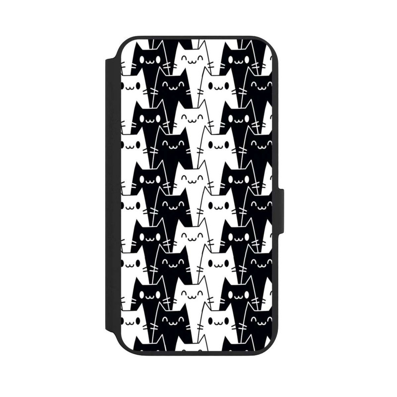 Galaxy S22 + NIVOflip Katzentapete Schwarz Weiß