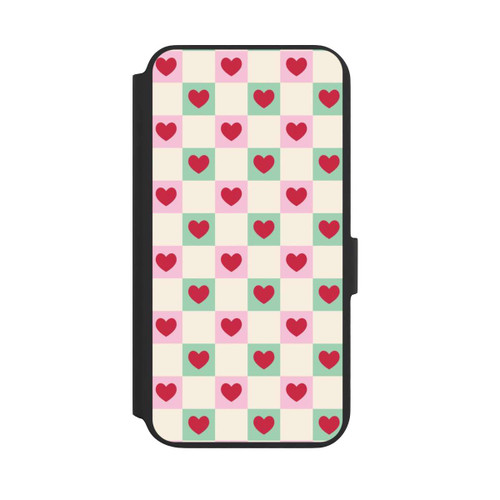 Samsung Galaxy S22+ NIVOflip Karomuster Herzen Rosa und Grün Valentinstag
