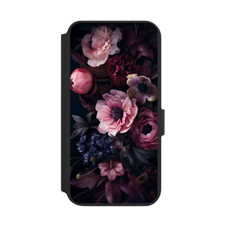 Galaxy S22 + NIVOflip Rosa Blumenbild mit Pfingstrosen auf dunklem Hintergrund Mit KI