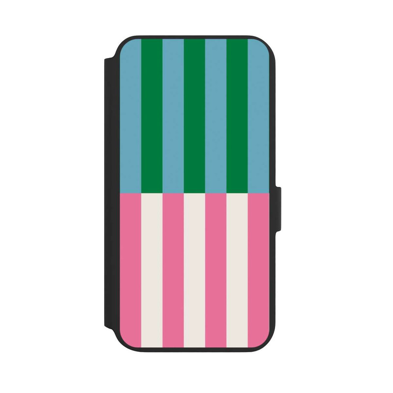 Galaxy S22 + NIVOflip Motif Rayé Vert Rose