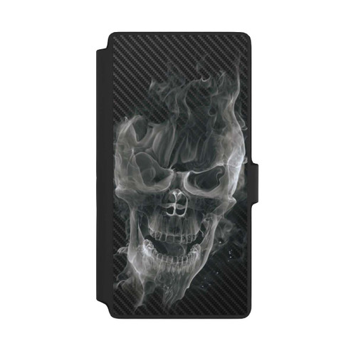Samsung Galaxy S22 Ultra NIVOflip rauchender Totenkopf Carbon
