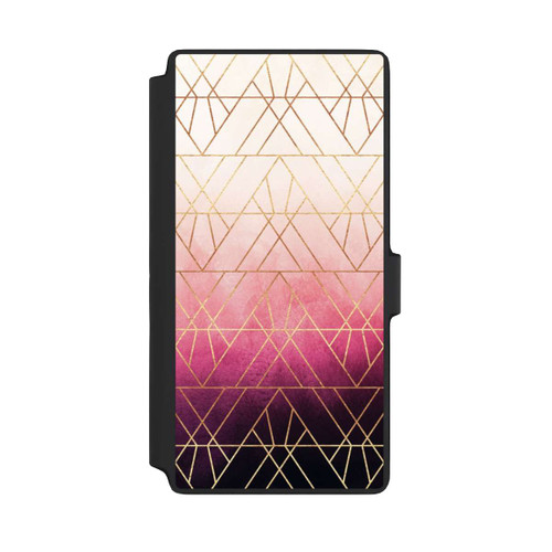 Samsung Galaxy S22 Ultra NIVOflip Pink Ombre Dreiecke Golddruck