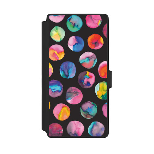 Samsung Galaxy S22 Ultra NIVOflip Bunte Tintenmurmeln Punkte Schwarz