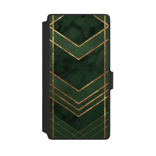 Samsung Galaxy S22 Ultra NIVOflip Dunkelgrün gemustert Goldene Streifen