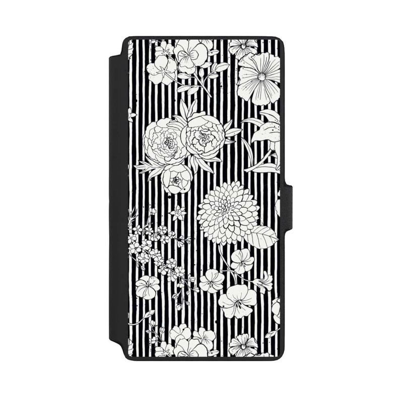 Galaxy S22 Ultra NIVOflip Fleurs et rayures noir et blanc
