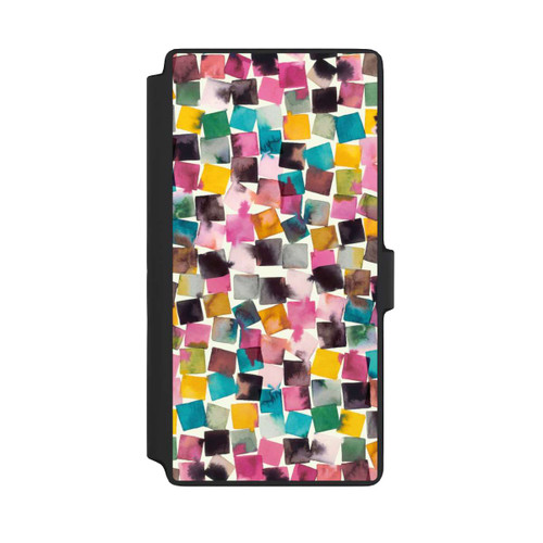 Samsung Galaxy S22 Ultra NIVOflip Aquarell geometrische Plaids rosa