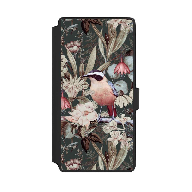 Galaxy S22 Ultra NIVOflip Orangefarbener Vogel im Vintage Blumenmuster