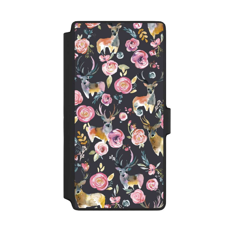 Galaxy S22 Ultra NIVOflip Cerfs et fleurs Anthracite
