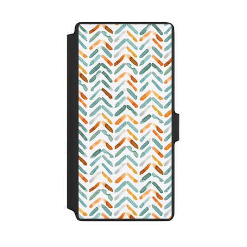 Samsung Galaxy S22 Ultra NIVOflip Elegantes Herbstchevron Blau Orange
