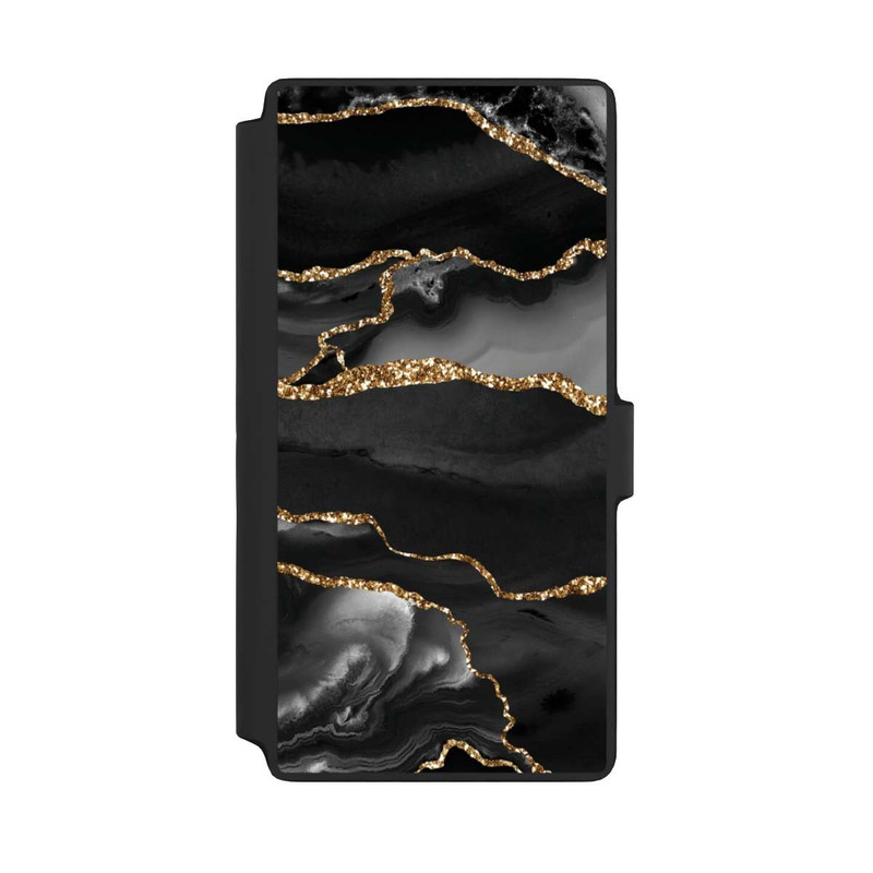 Galaxy S22 Ultra NIVOflip Dunkle Marmorstreifen im Goldlook