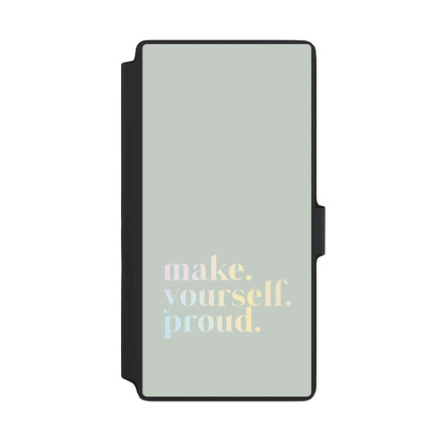 Samsung Galaxy S22 Ultra NIVOflip Make Yourself Proud Zitat-Minze und Farbverlauf