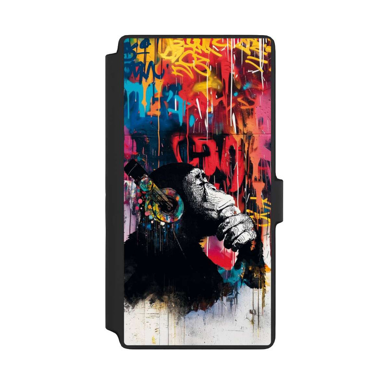 Galaxy S22 Ultra NIVOflip Affe Stereo Kopfhörer Graffiti Street Art Blau