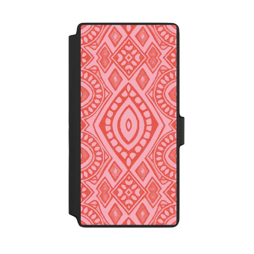 Samsung Galaxy S22 Ultra NIVOflip Boho Geometric Intricate Tribal Design in Shades of Pink