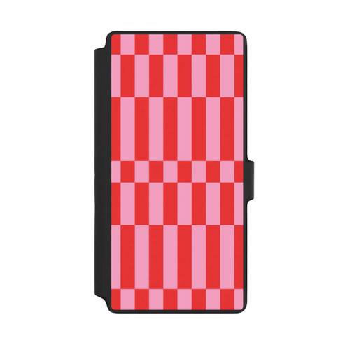 Samsung Galaxy S22 Ultra NIVOflip Checked Abstract Bold Coral Red and Pink Color Block