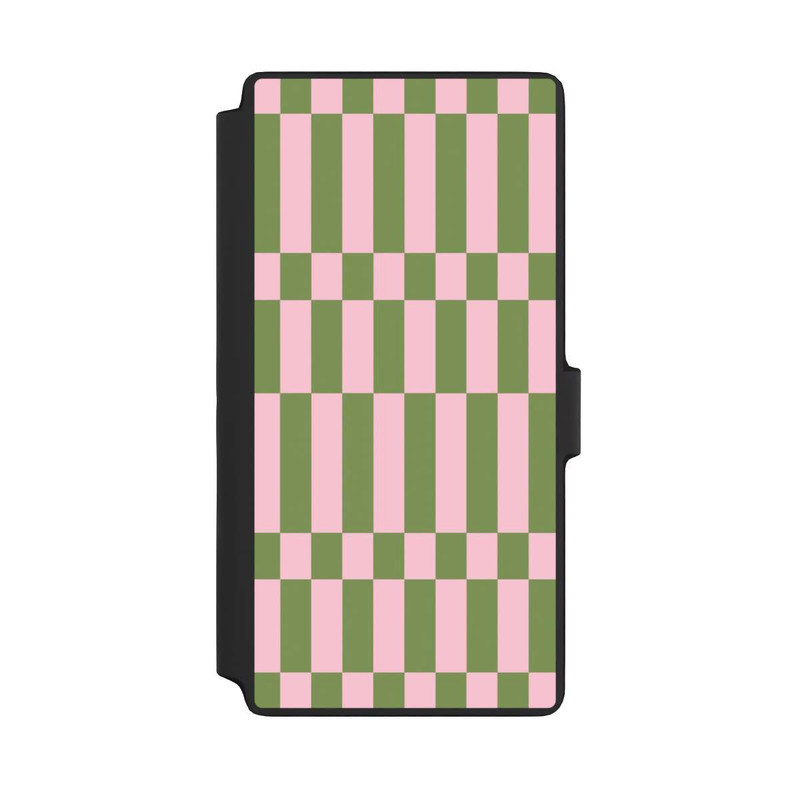 Galaxy S22 Ultra NIVOflip Sage and Pink Checked Pattern Theme