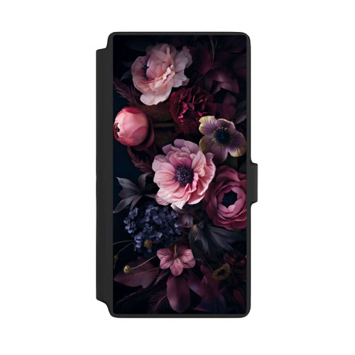Samsung Galaxy S22 Ultra NIVOflip Rosa Blumenbild mit Pfingstrosen auf dunklem Hintergrund Mit KI