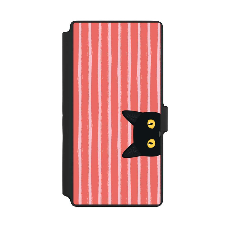 Galaxy S22 Ultra NIVOflip Chat noir sur fond rayé orange