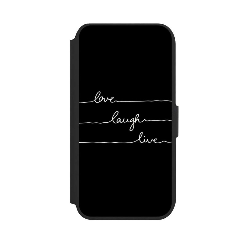 iPhone SE 2022 NIVOflip Love Laugh Live blanc/noir