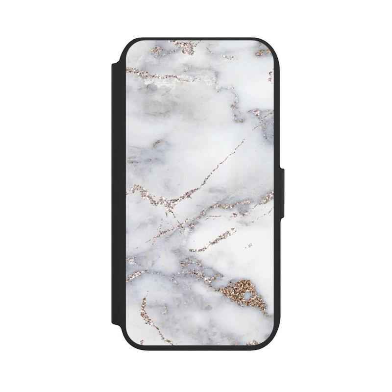 iPhone SE 2022 NIVOflip Silberglitzer Marmorlook