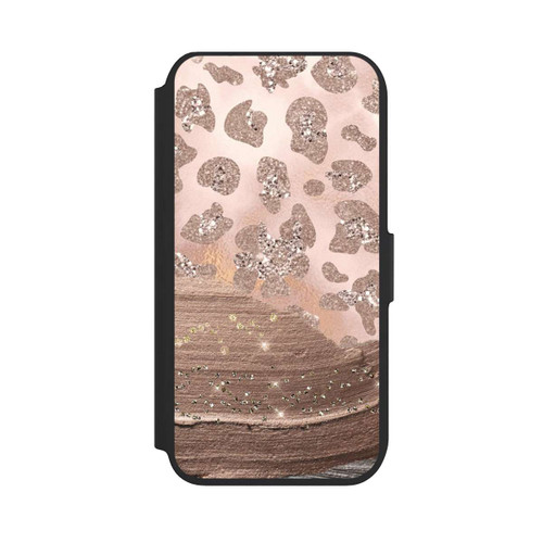 Apple iPhone SE (2022) NIVOflip Silberner Leoparden Glitzerlook
