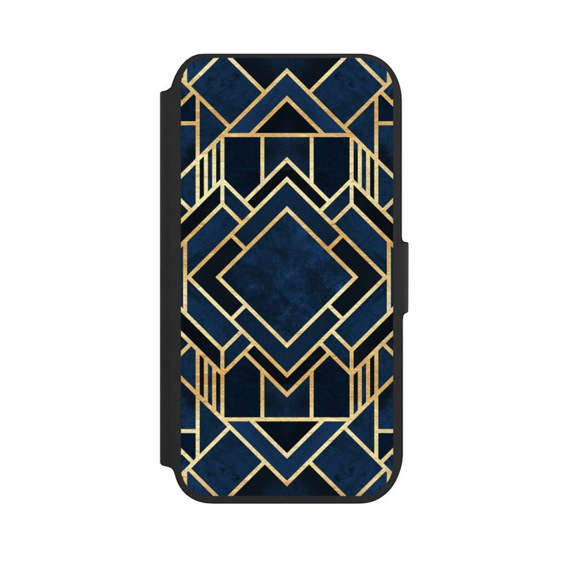 iPhone SE 2022 NIVOflip Kunst Deko Blau Golddruck