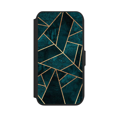 Apple iPhone SE (2022) NIVOflip Tief Blaugrün Stein Gold Druck
