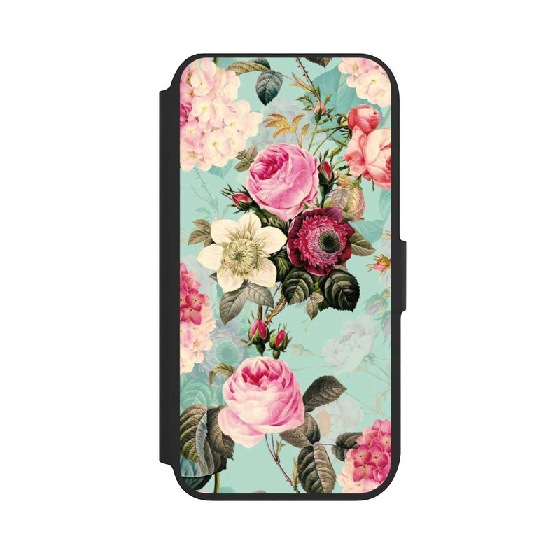 iPhone SE 2022 NIVOflip Türkisfarbene Rosentapete