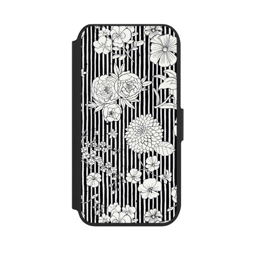 Apple iPhone SE (2022) NIVOflip Fleurs et rayures noir et blanc