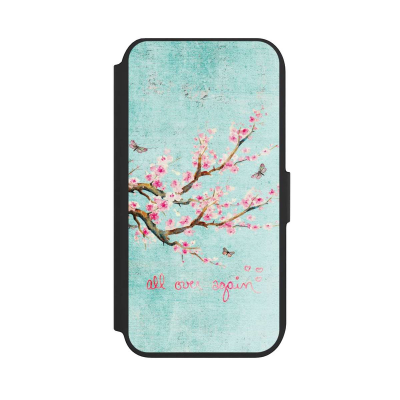 iPhone SE 2022 NIVOflip Motif d'arbre en fleurs de cerisier bleu