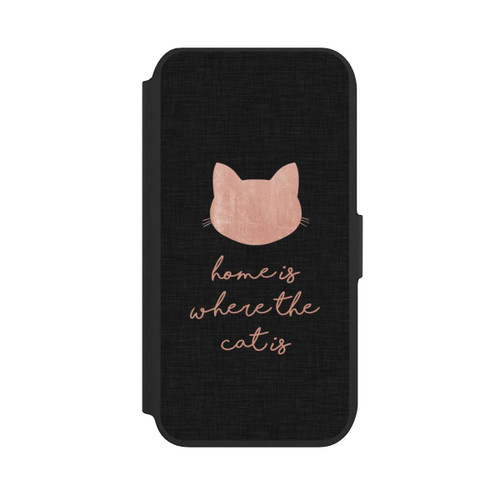 Apple iPhone SE (2022) NIVOflip Home Is Where The Cat Is - Rosa auf Schwarz 