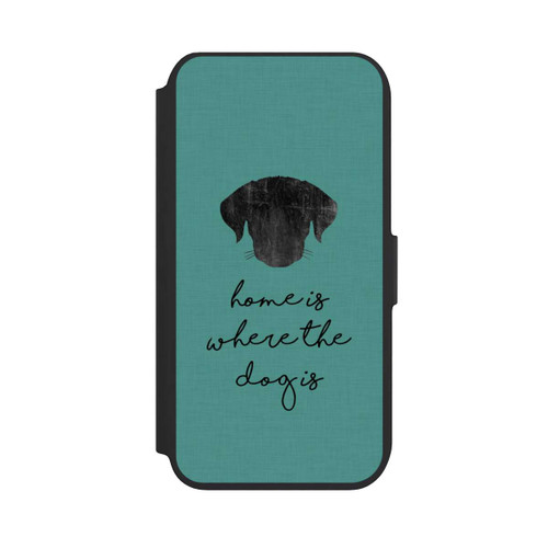 Apple iPhone SE (2022) NIVOflip Home Is Where The Dog Is - Schwarz auf Türkis
