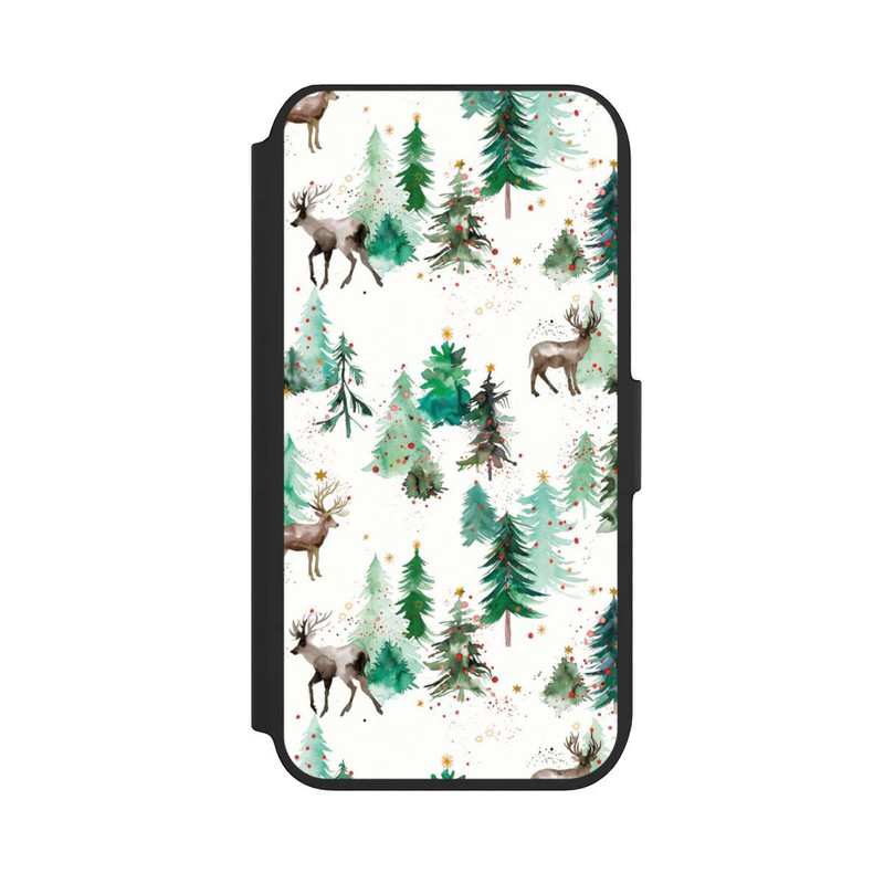 iPhone SE 2022 NIVOflip Hirsche und Winterweihnachtsbäume