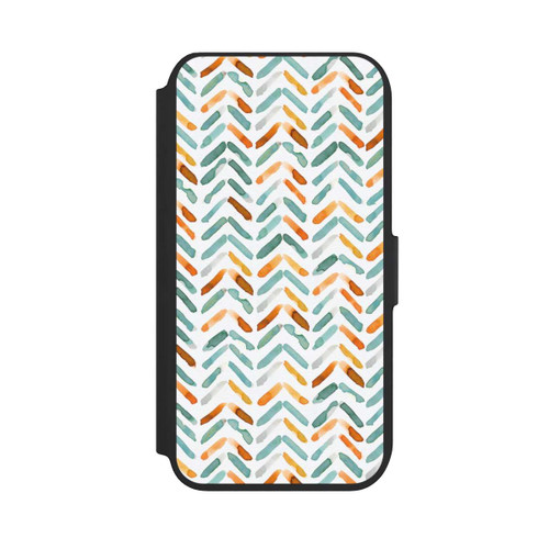Apple iPhone SE (2022) NIVOflip Elegantes Herbstchevron Blau Orange
