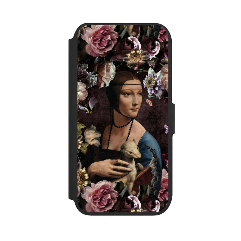 iPhone SE 2022 NIVOflip Dame avec hermine aux roses 