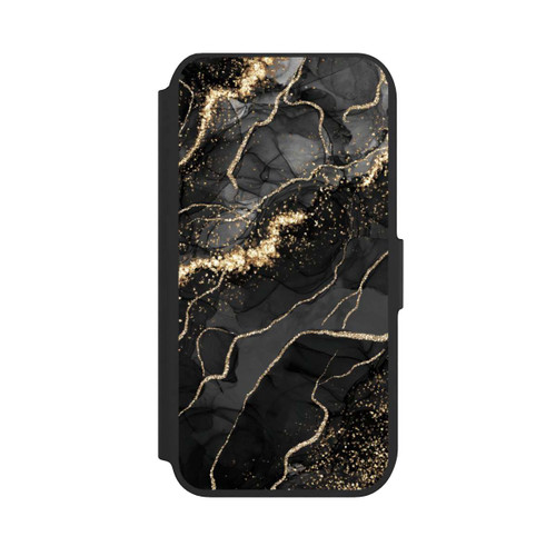 Apple iPhone SE (2022) NIVOflip Look Spirales de Marbre Sombre &amp; Or