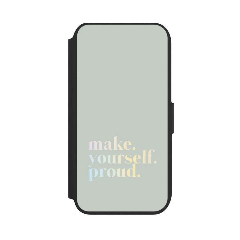 iPhone SE 2022 NIVOflip Make Yourself Proud Zitat-Minze und Farbverlauf