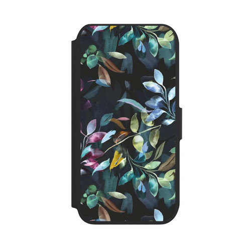 Apple iPhone SE (2022) NIVOflip Mystische Aquarellblätter schwarz