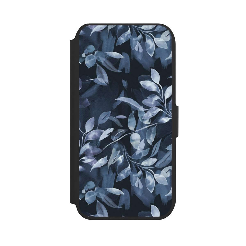 iPhone SE 2022 NIVOflip Mystische Aquarellblätter marineblau