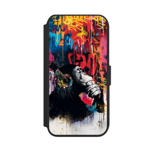 Apple iPhone SE (2022) NIVOflip Affe Stereo Kopfhörer Graffiti Street Art Blau