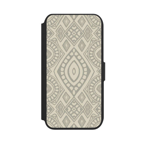 Apple iPhone SE (2022) NIVOflip Boho Geometric Mosaic Pattern Neutral Grey and Beige