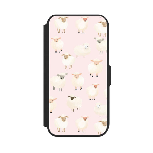 Apple iPhone SE (2022) NIVOflip Schafe auf Rosa Hintergrund mit KI