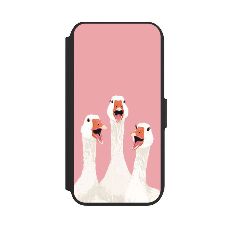 iPhone SE 2022 NIVOflip Drei Gänse Rosa mit KI