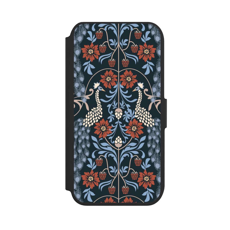 iPhone SE 2022 NIVOflip Vintage Peacock Garden Arts and Crafts Floral Dark