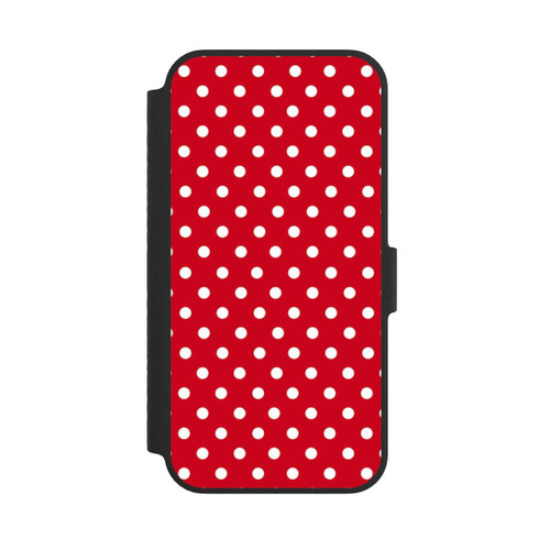Apple iPhone 14 NIVOflip Polka Dots Dunkelrot und Weiß