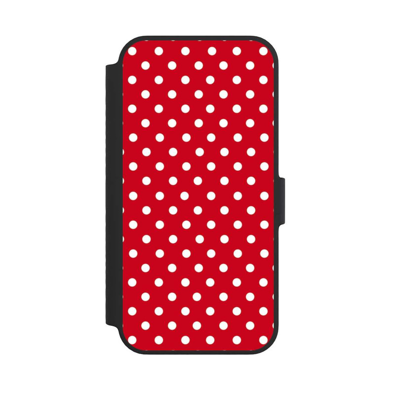 iPhone 14 NIVOflip Polka Dots Dunkelrot und Weiß