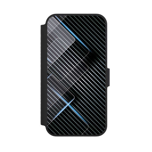 Apple iPhone 14 NIVOflip Blaue Linien auf Karbon