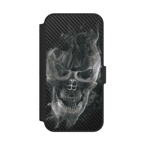 Apple iPhone 14 NIVOflip rauchender Totenkopf Carbon