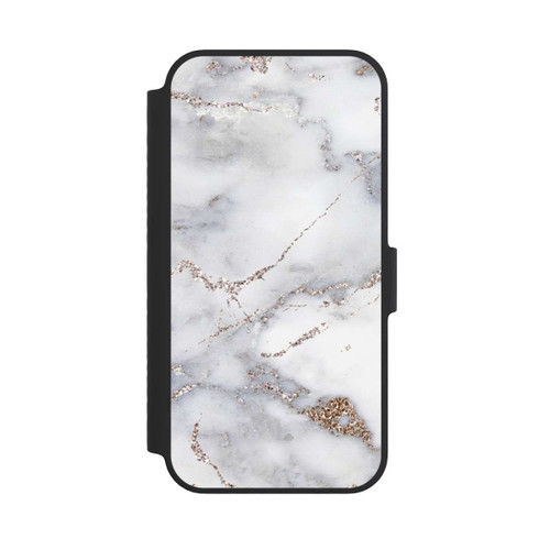 Apple iPhone 14 NIVOflip Silberglitzer Marmorlook