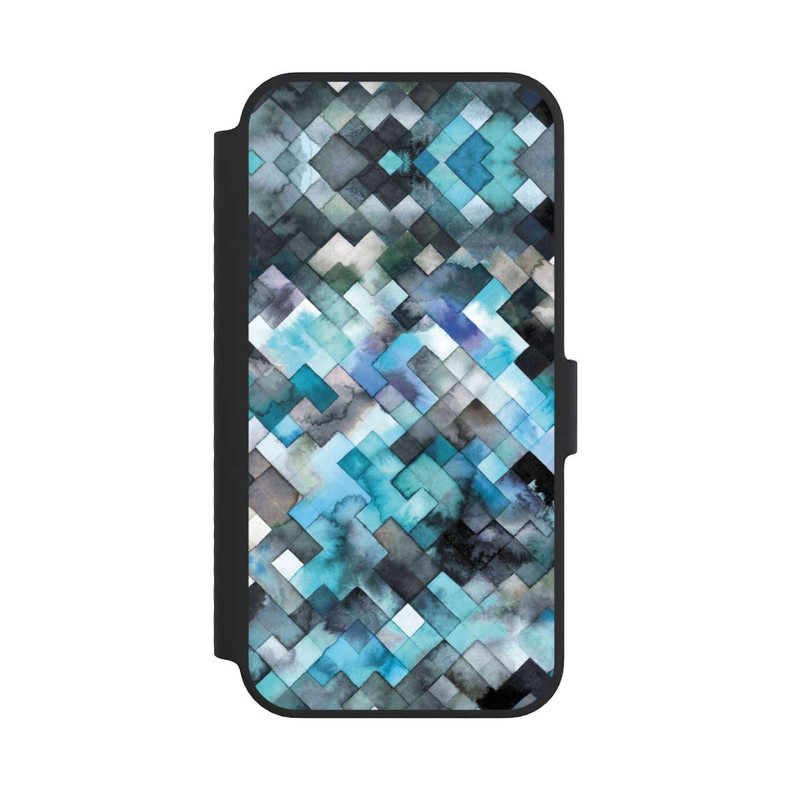 iPhone 14 NIVOflip stimmungsvolles geometrisches Muster blau