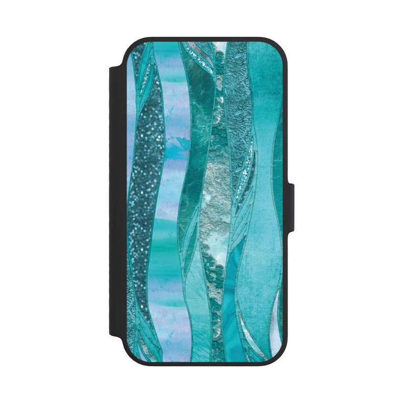 iPhone 14 NIVOflip glamouröser Glitzerlook blau